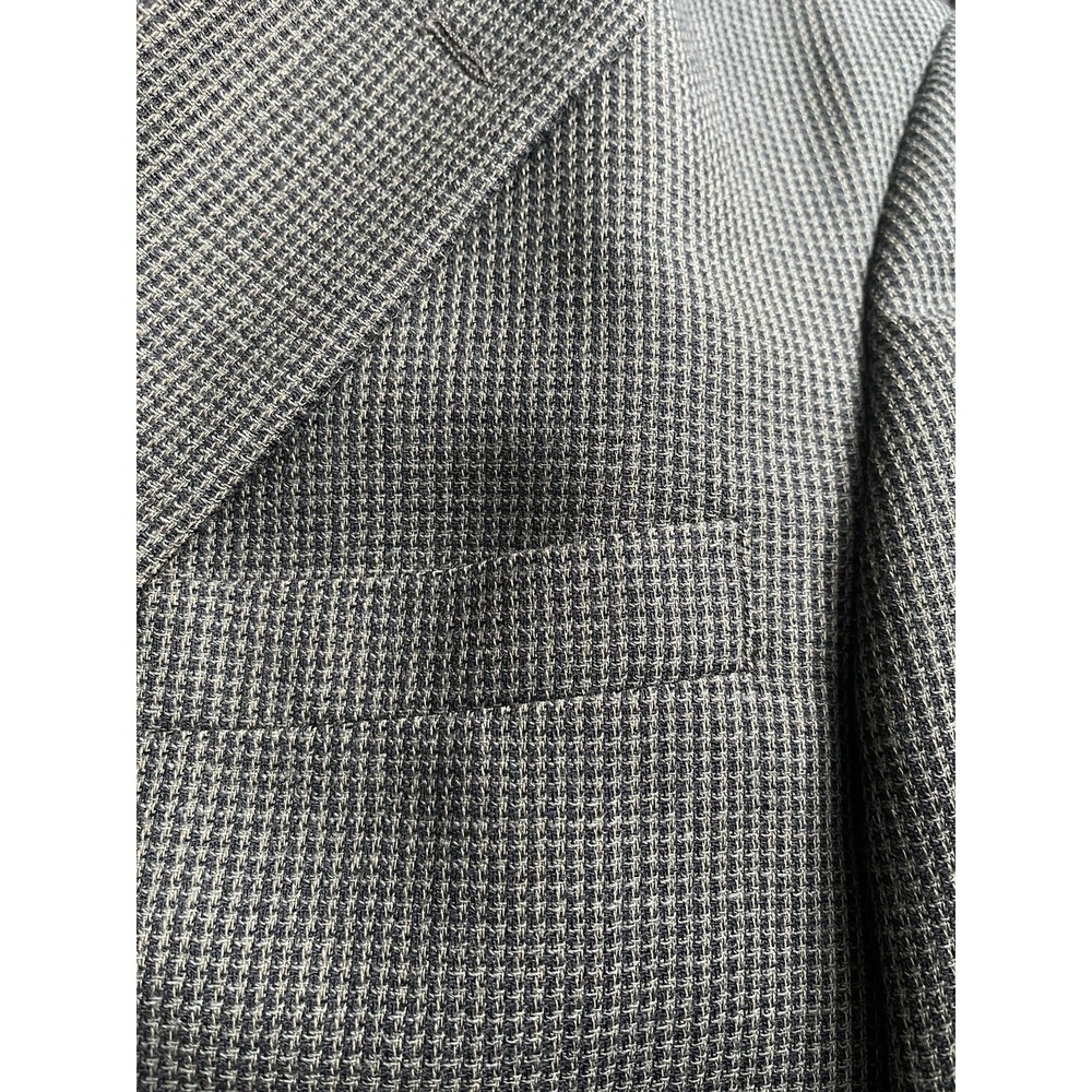 Oscar de la Renta Mens 42L Wool Sport Coat Blazer Grey Houndstooth 3-Button - Picture 8 of 9